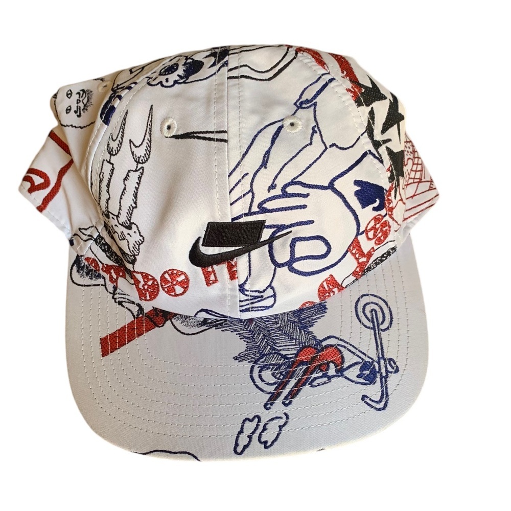 Nike Sports Streetwear Graffiti Running Cap Hat Adjustable White
